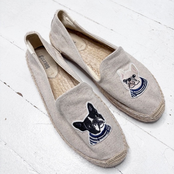 Soludos French Bulldog Espadrilles Size 10 EUC - Picture 1 of 10